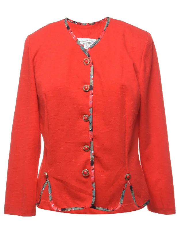 Huge Savings Button-Front Red Classic Jacket - M