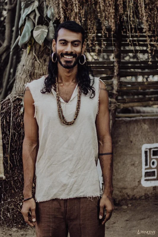 Limited Quantity Earthy Frayed Sleeveless Shirt ⋙ Handwoven Raw Silk