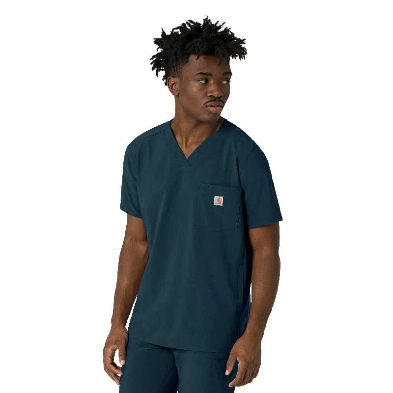 Take Action Carhartt Force Cross-Flex Men's V-Neck Scrub Top - Navy