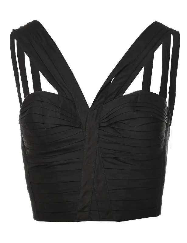 Hot Deal Black Pleated Boned Bustier - S