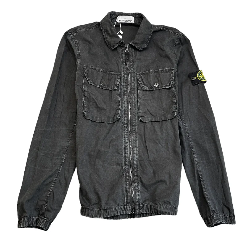Discount Extravaganza Men's Applique Logo OverShirt Black Size S