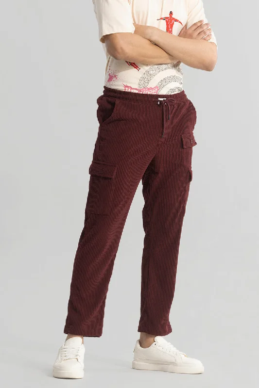 Massive Deals Urban Cord Maroon Corduroy Cargo Pant