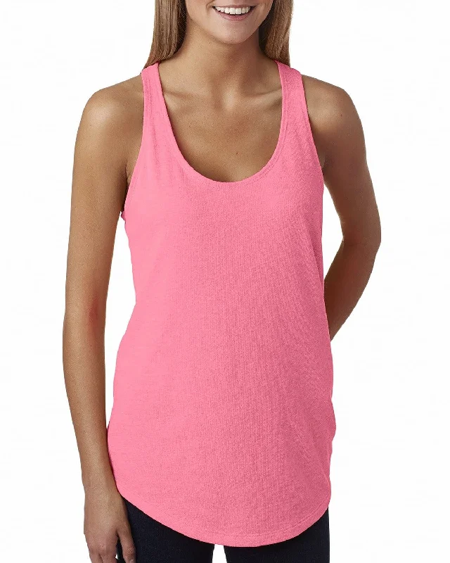 Today's Deal Next Level Ladies Terry Racerback Tank | Neon Hthr Pink