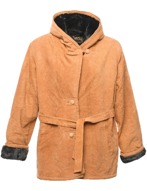 Reduced Prices Brown Hooded Coat - L