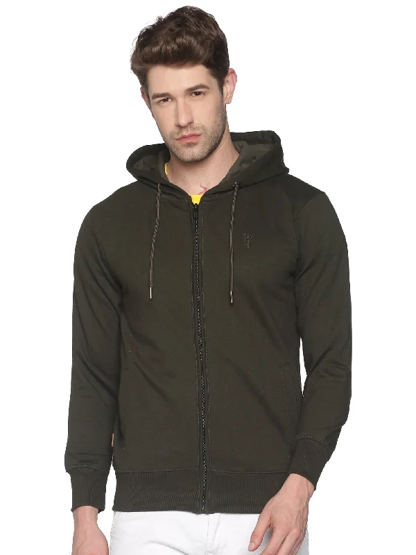 Today's Special Men Solid Olive Sweatshirt