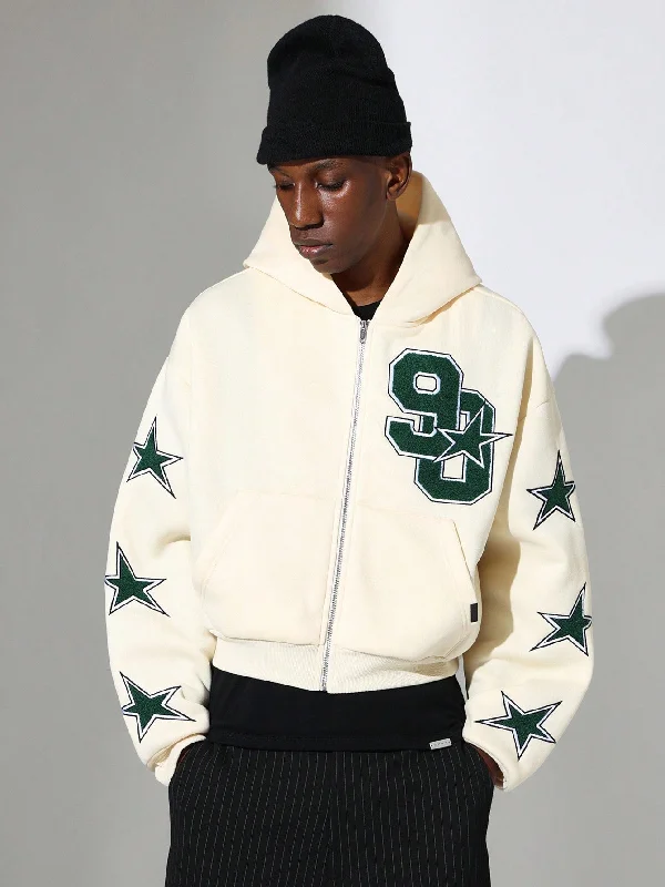 Great Bargains Crop Fit Zip Through Hoodie With Towel Applique Embroidery