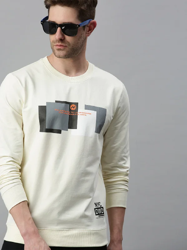 Weekend Discounts to Snag Men Striped Cream Sweatshirt