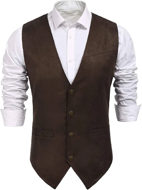 Friends and Family Sale Solid Suede Leather Suit Vest (US Only)