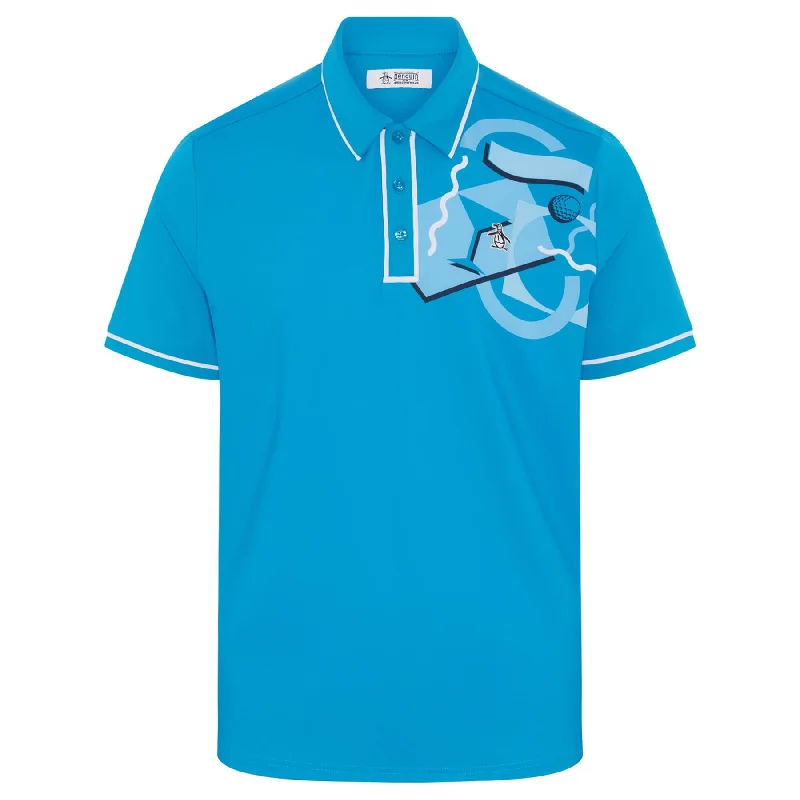 Special Price 80s Mix Media Stretch Polo Jewel Blue - SU24