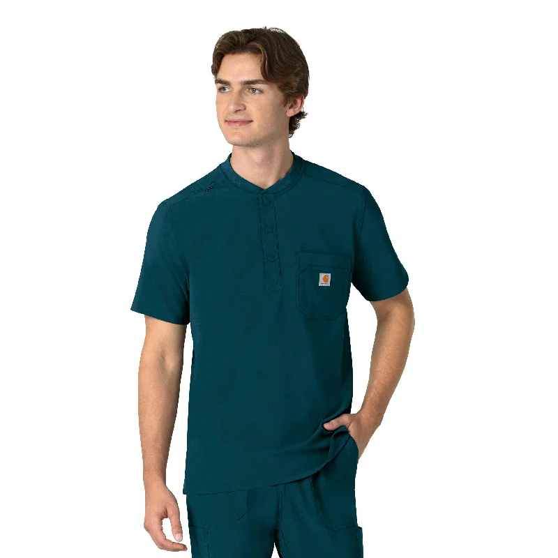 Unwind with Weekend Discounts Carhartt Force Cross-Flex Men's Henley Scrub Top - Caribbean