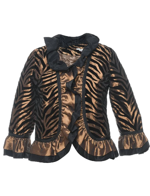 Black & Gold 1980s Metallic Zebra Print Jacket - S