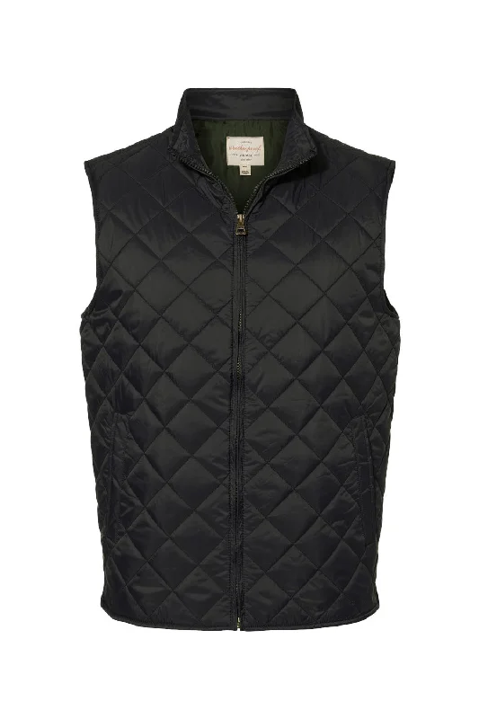 Deal Explosion Weatherproof Mens Vintage Diamond Quilted Full Zip Vest - Black