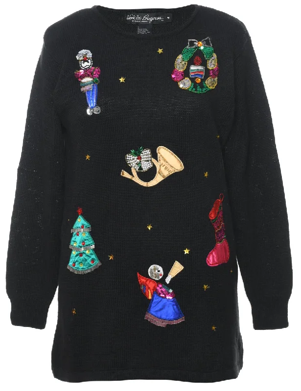 Black Christmas Jumper - M