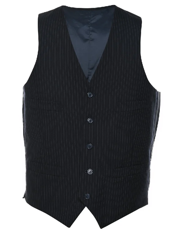 Time-Limited Offer Black Pinstriped Classic Waistcoat - M