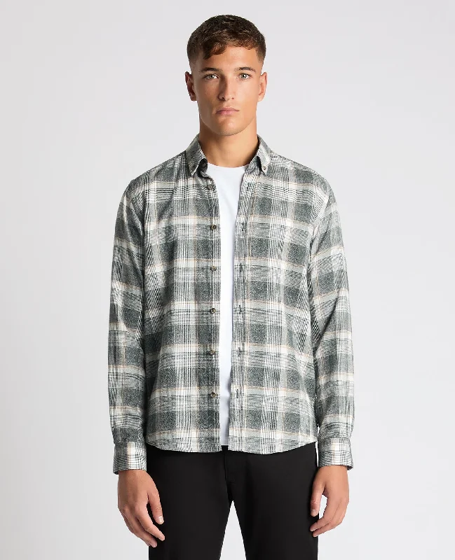 Slim Fit Checked Brushed Cotton Shirt