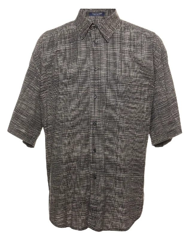 Black & White Patterned Short Sleeve Shirt - XL