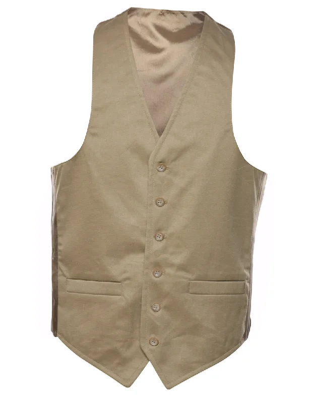 Super Bargain Button Front Tan Waistcoat - S