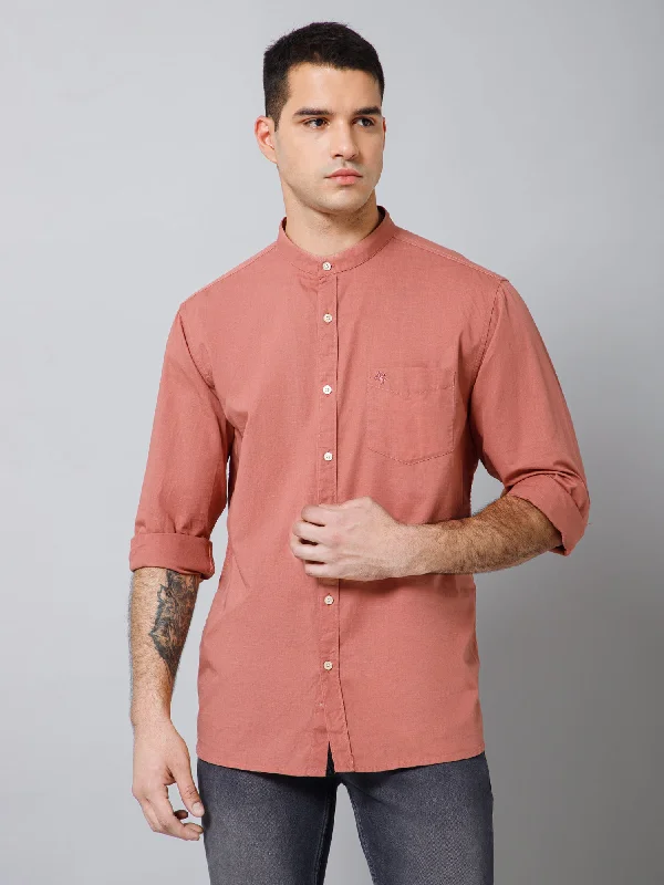 Year-End Clearance Men's Dark Peach Casual Plain Full Sleeve Shirt