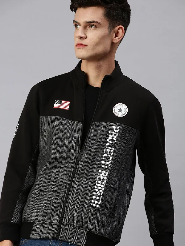 Final Clearance Men Colourblocked Grey Pullover
