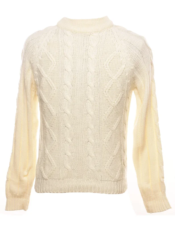 Early Access Cable Knit Off White Jumper - M