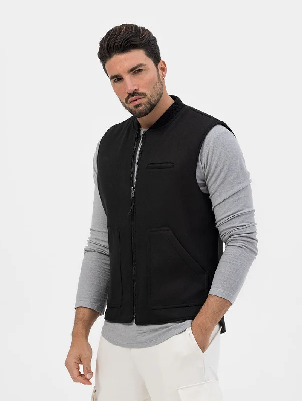 Exclusive Online Offer FREDDY DOUBLE FACE VEST IN BLACK