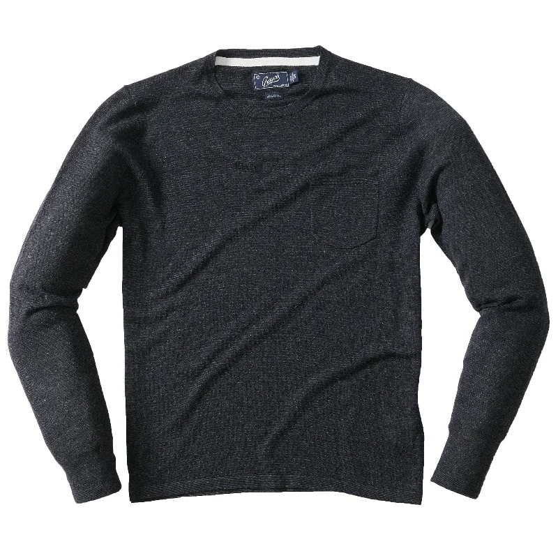 Fantastic Offers Featherweight Linen Cotton Sweater Tee - Black Charcoal Feeder Stripe