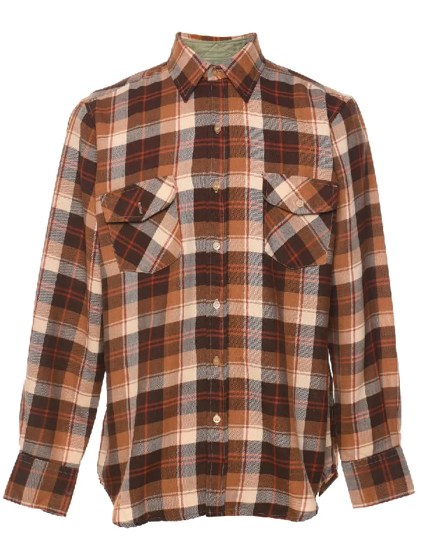 Low Cost Brown, White & Orange Flannel Checked Shirt - M