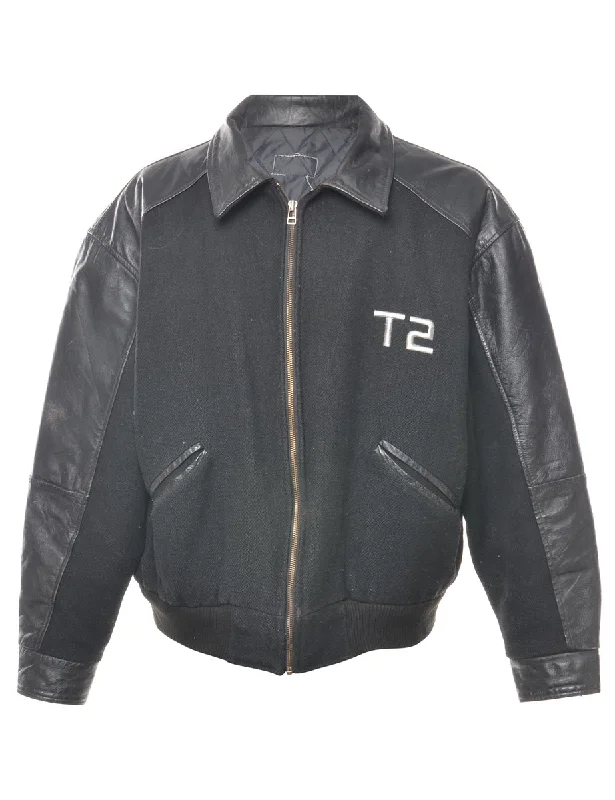 Act Now Black Terminator 2 Varsity Style Jacket - L