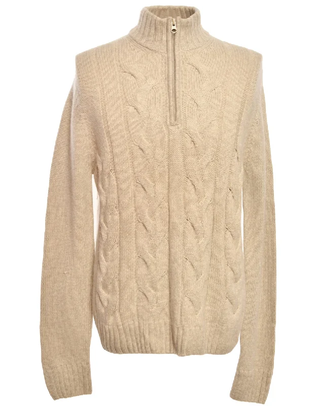 Clearance Sale Cable Knit Cream Cardigan - L