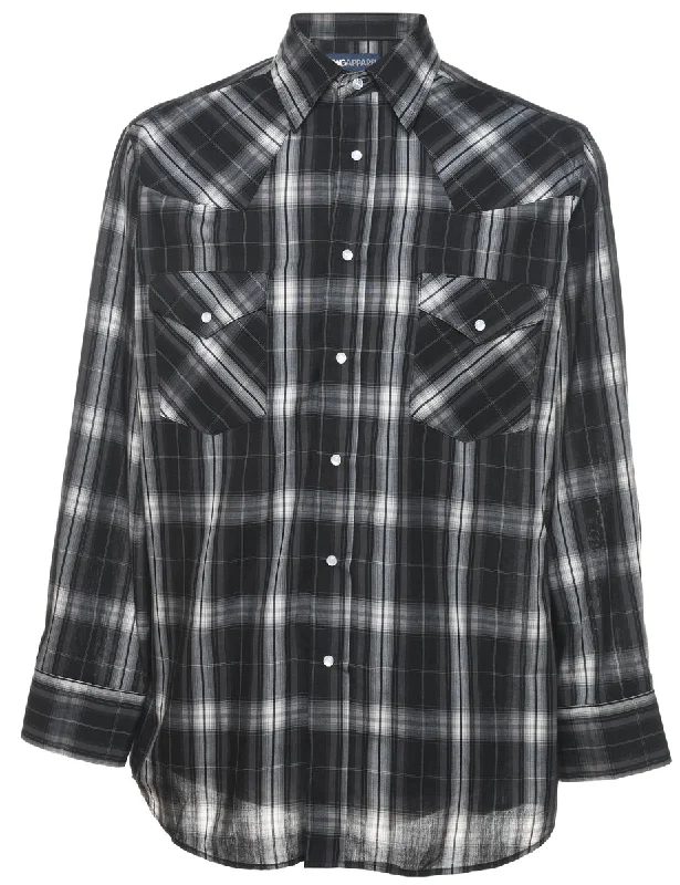 Black Checked Western Shirt - M