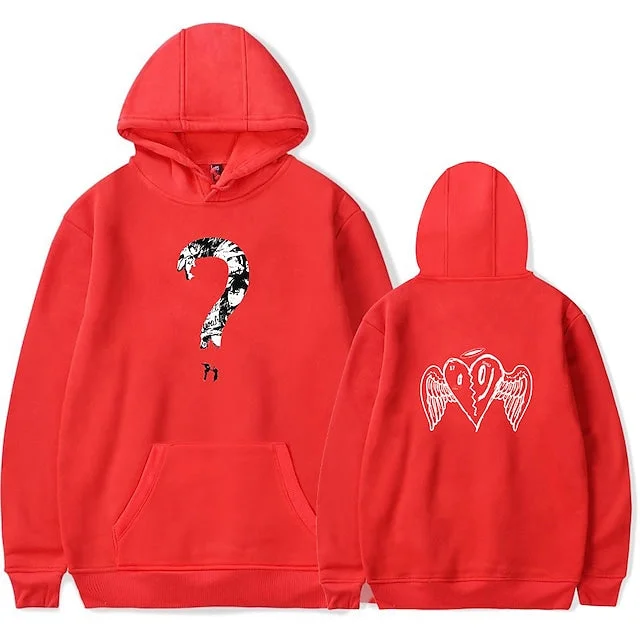 Discount Days Graphic Printed Hoodies with Question-heart Pattern