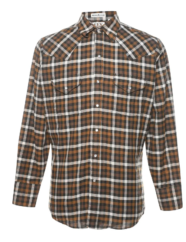 Discount Extravaganza Brown Checked Shirt - M