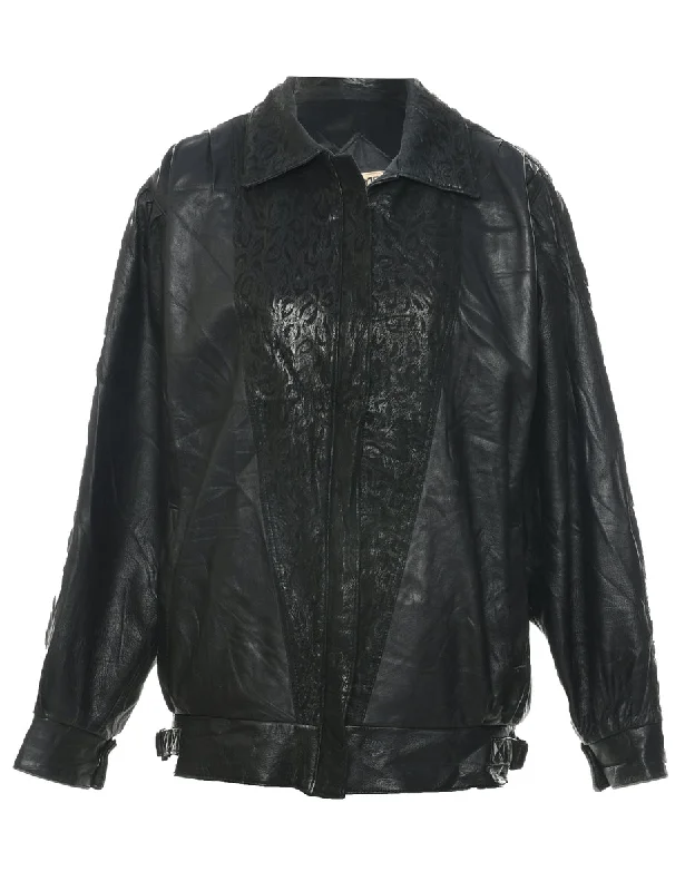 Weekend Discounts to Savor Black Leather Jacket - XL