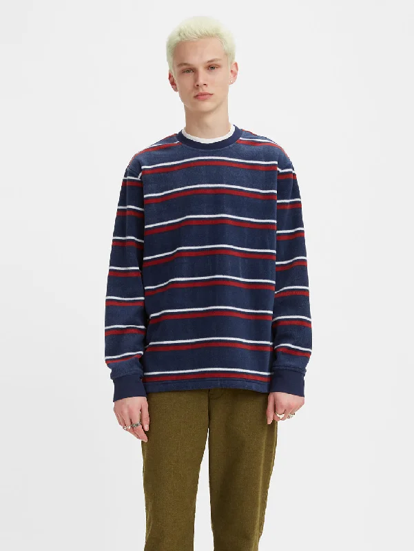 Weekend Deals That Dazzle Men's Striped Crew Neck Sweatshirt