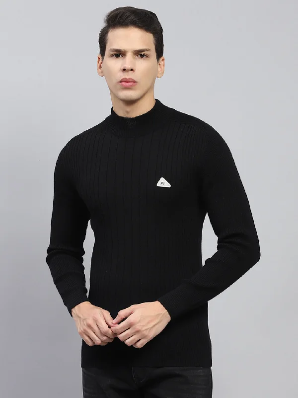Huge Discounts Men Black Solid High Neck Full Sleeve Pullover