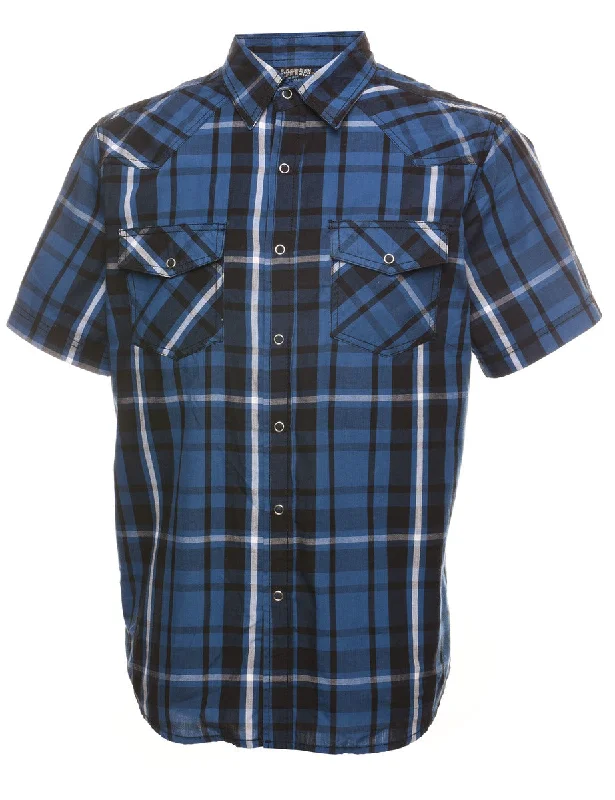 Weekend Deal Blue Checked Short Sleeve Shirt - M