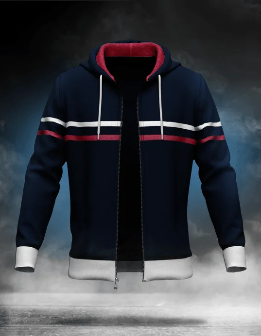 Weekend Deals That Please Navy Double Stripes Hooded Jacket