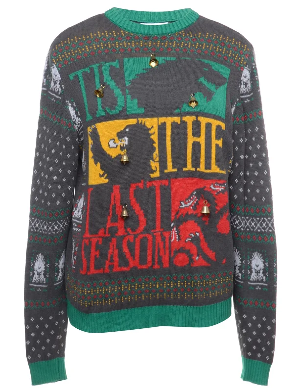 Beyond Retro Reworked Christmas Jumper With Bells - L