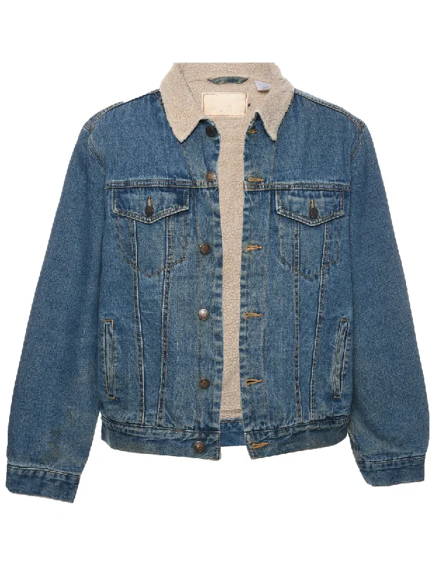 Sale Event Button Front Shearling Denim Jacket - L