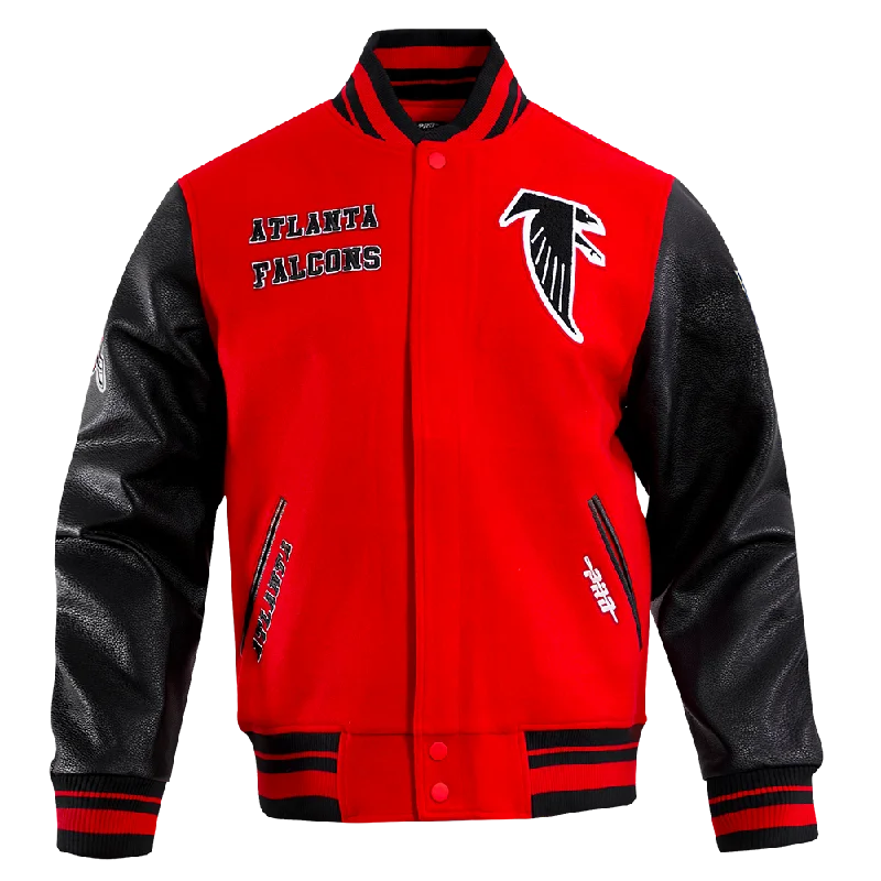 Online Exclusive NFL ATLANTA FALCONS RETRO CLASSIC MEN'S RIB WOOL VARSITY JACKET (RED/BLACK)