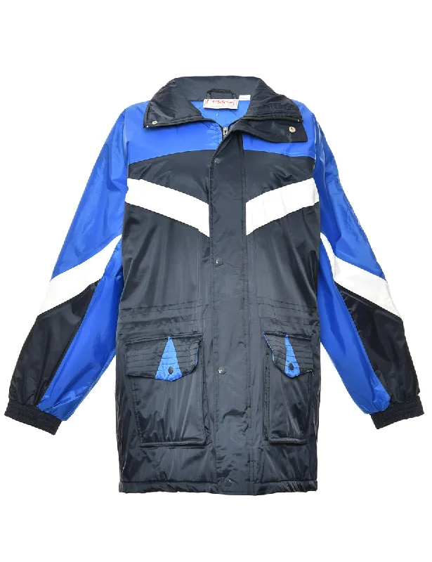 Act Fast Blue, Black & White Contrasting Mountaineering Jacket - S