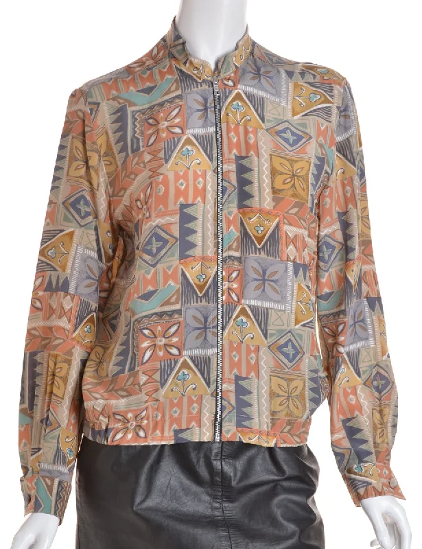 Beyond Retro Label Blouse Bomber Multi-colour With A Stand Collar