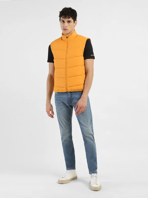 Shop and Save Men's Yellow High Neck Puffer Jackets