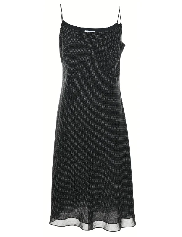 Members Only Black Polka Dot Strappy Dress - M