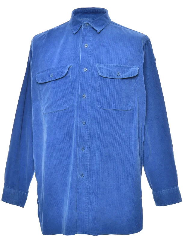 Weekend Discounts You Deserve Blue Corduroy Shirt - L