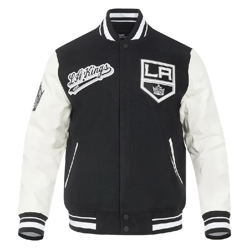 Quick Deals NHL LOS ANGELES KINGS SCRIPT TAIL MEN'S RIB WOOL VARSITY (BLACK/WHITE)