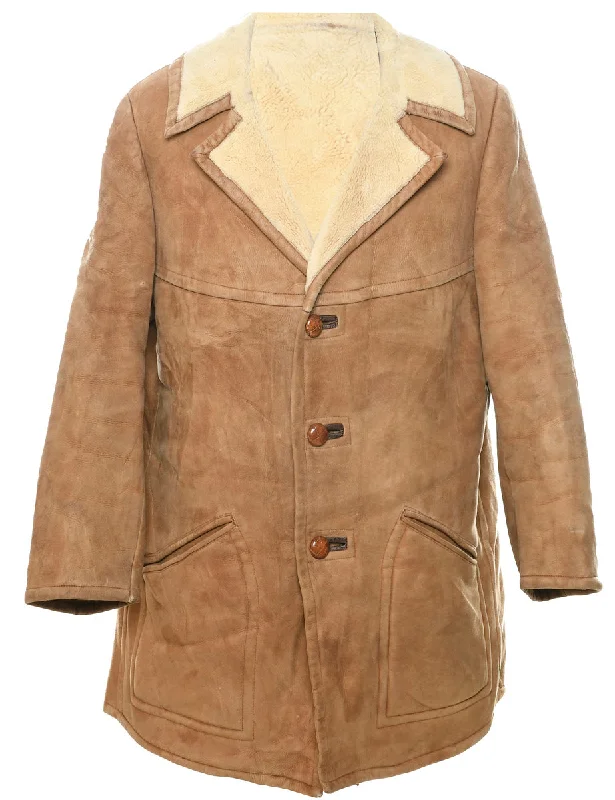 New Deals Brown Faux Shearling Suede Jacket - XL