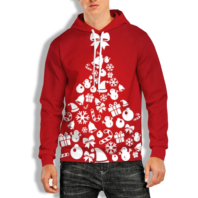 Stock Clearance 3D PRINT OVERHEAD HOODIE WITH CHRISTMAS PRINT