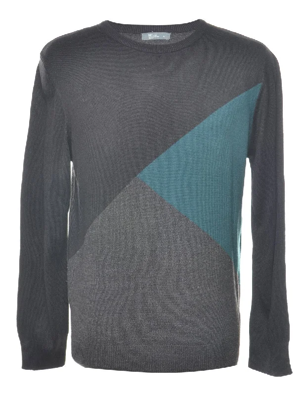 Today Only Black, Grey & Blue Knit Jumper - L