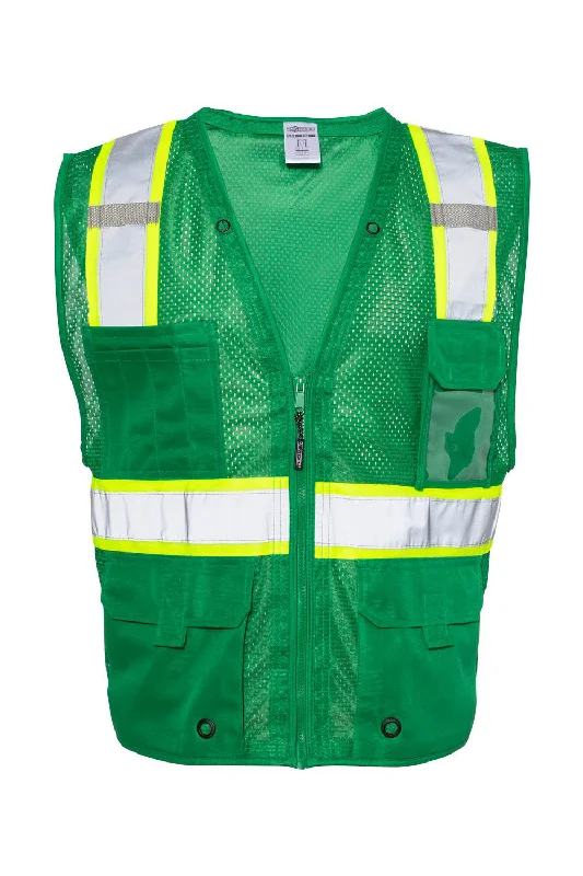 The Best Prices Kishigo Mens EV Series Enhanced Visibility Multi Pocket Mesh Vest - Green/Lime Green